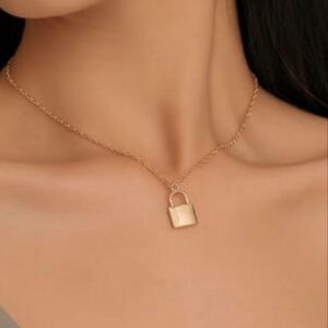 Gold padlock necklace